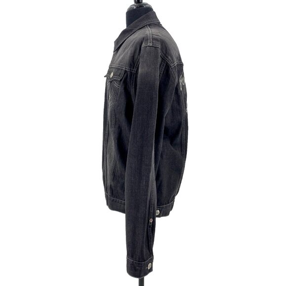 NWT True Religion Denim Jacket Jimmy 1971 Western Mens XXL Black Jeans MSRP $382 - Picture 6 of 16